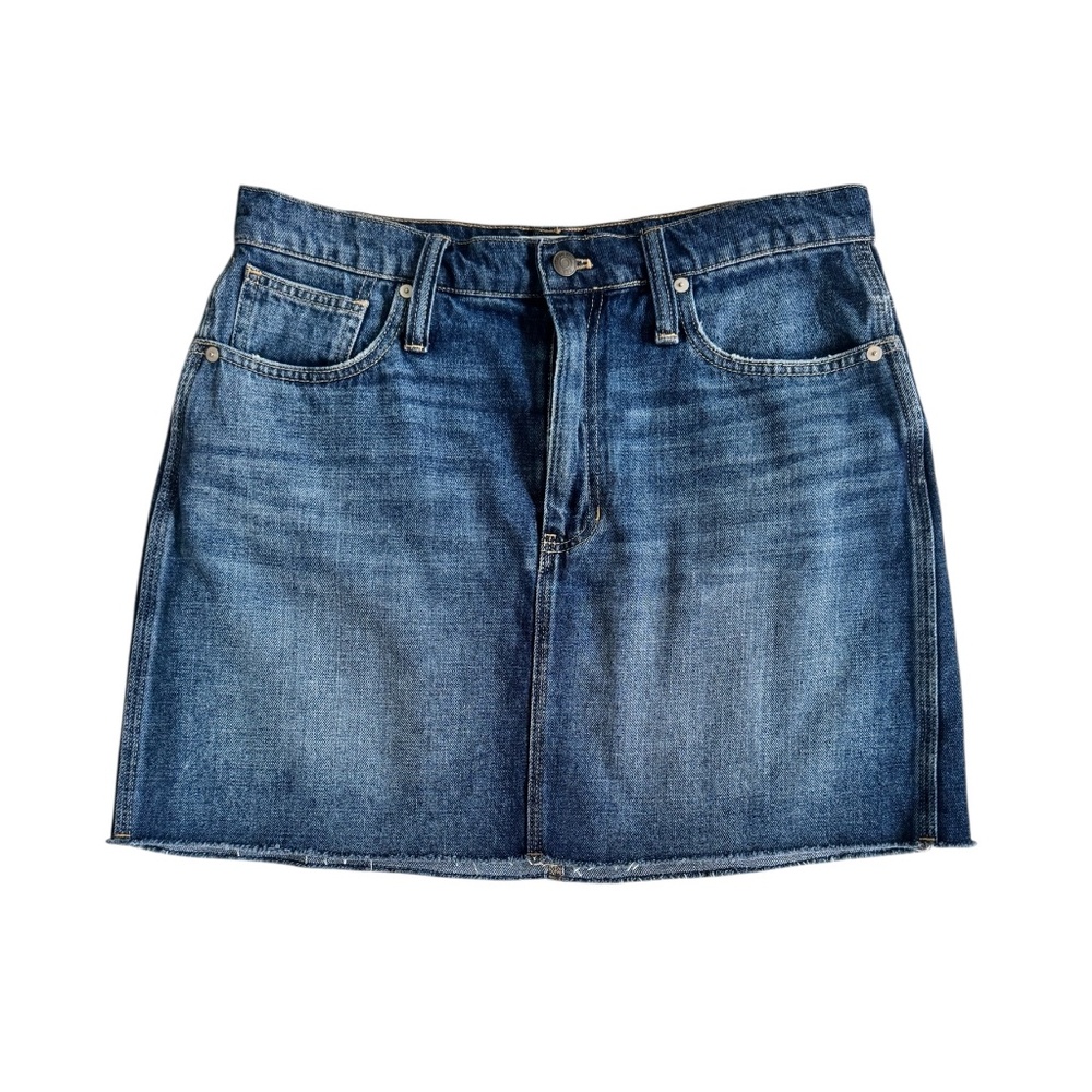 Madewell Distressed Denim Mini Skirt with Raw Hem, Size 30